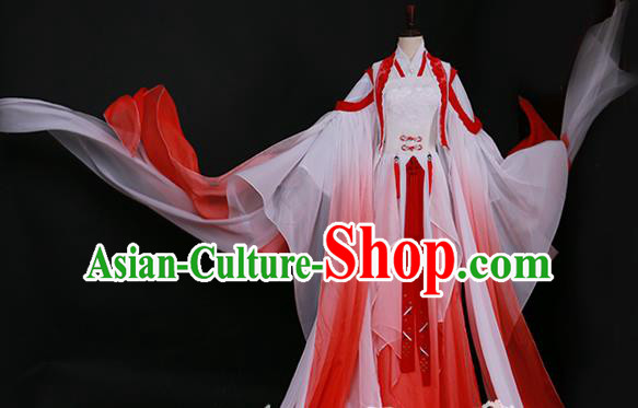 Traditional Chinese Princess Costume Ancient Tang Dynasty Palace Lady Red Hanfu Dress for Women