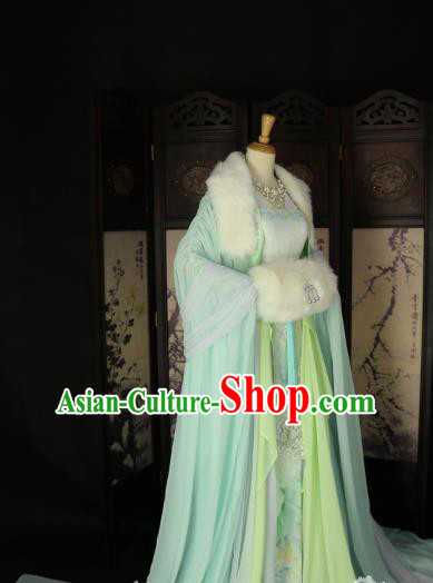 Chinese Ancient Imperial Concubine Green Hanfu Dress Tang Dynasty Imperial Consort Embroidered Costume for Women