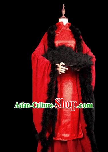 Chinese Ancient Cosplay Swordswoman Red Hanfu Dress Han Dynasty Female Knight-errant Costume for Women