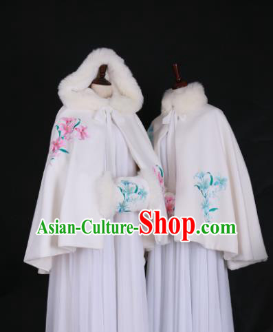 Chinese Ancient Princess Embroidered Orchid Costume Han Dynasty Palace Lady Hanfu Cloak for Women