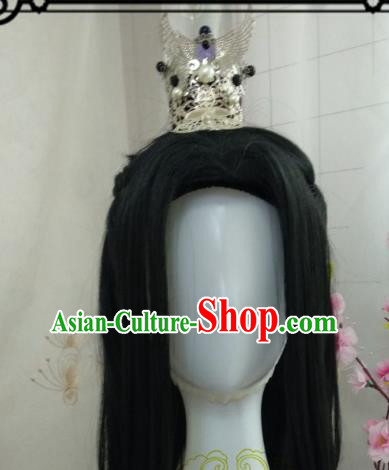 Chinese Traditional Handmade Hair Accessories and Wig Ancient Hairdo Crown Hairpins Complete Set for Men