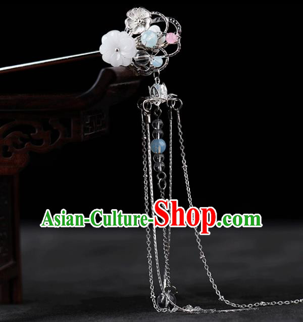 Chinese Traditional Handmade Hair Accessories Ancient Tassel Hairpins Hanfu Shell Step Shake for Women