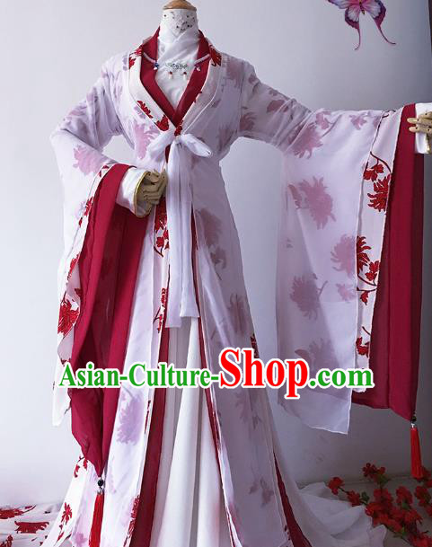 Chinese Ancient Princess Costume Cosplay Empress Clothing Han Dynasty Queen Embroidered Hanfu Dress for Women