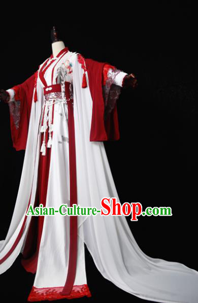 Chinese Ancient Cosplay Fairy Costume Han Dynasty Princess Embroidered Red Hanfu Dress for Women