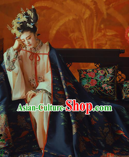 Chinese Ancient Palace Lady Hanfu Dress Traditional Qing Dynasty Manchu Imperial Concubine Embroidered Costume and Headdress for Women