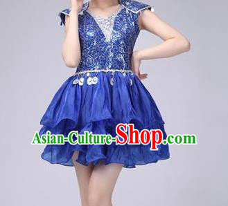 Top Grade Stage Performance Costume Chorus Modern Dance Royalblue Bubble Dress for Women