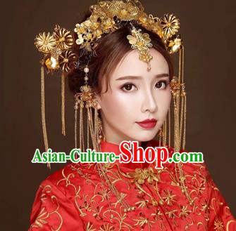 Chinese Traditional Handmade Bride Phoenix Coronet Wedding Hair Accessories Ancient Hairpins Complete Set for Women