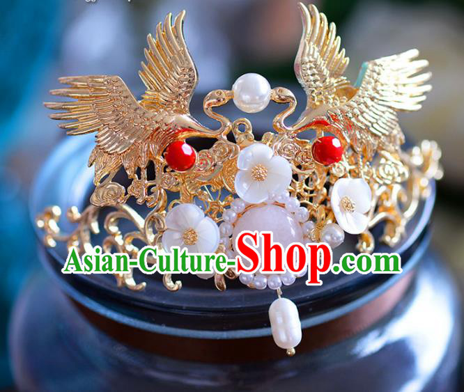 Chinese Traditional Handmade Hair Accessories Ancient Hairpins Cranes Frontlet Hair Stick for Women