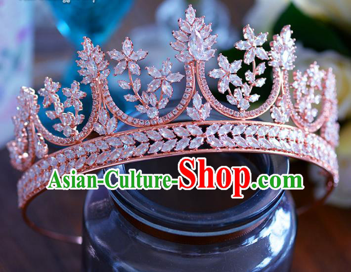 Baroque Style Hair Jewelry Accessories Bride Crystal Zircon Royal Crown Princess Hair Clasp for Women