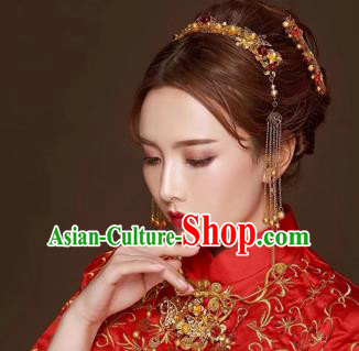 Chinese Traditional Handmade Hair Accessories Bride Xiuhe Suit Hair Comb Ancient Hairpins Complete Set for Women