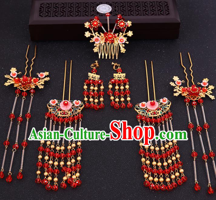 Chinese Traditional Xiuhe Suit Hair Accessories Ancient Hair Combs Hairpins Complete Set for Women