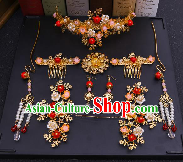 Chinese Traditional Xiuhe Suit Hair Accessories Ancient Bride Hairpins Complete Set for Women