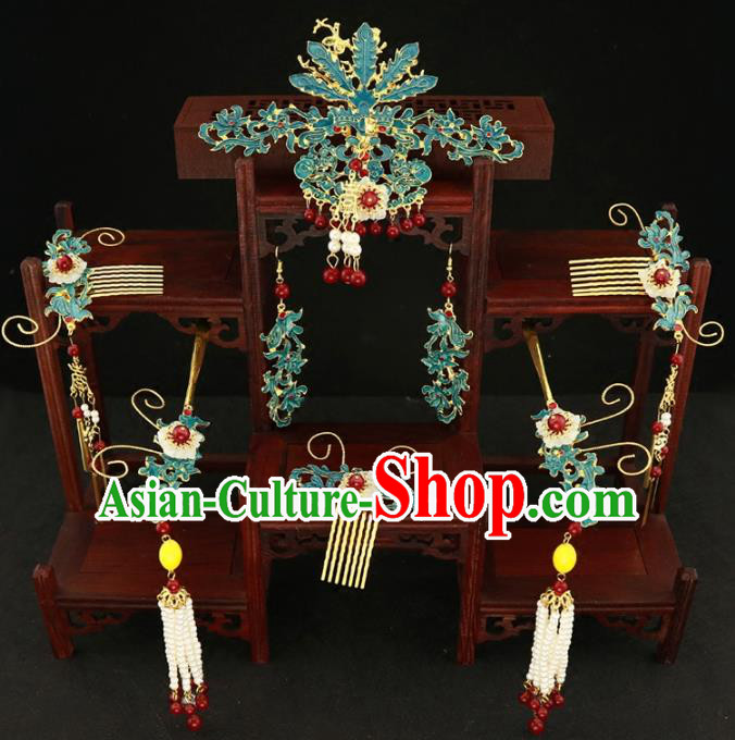 Chinese Traditional Hair Accessories Ancient Xiuhe Suit Phoenix Hairpins Complete Set for Women