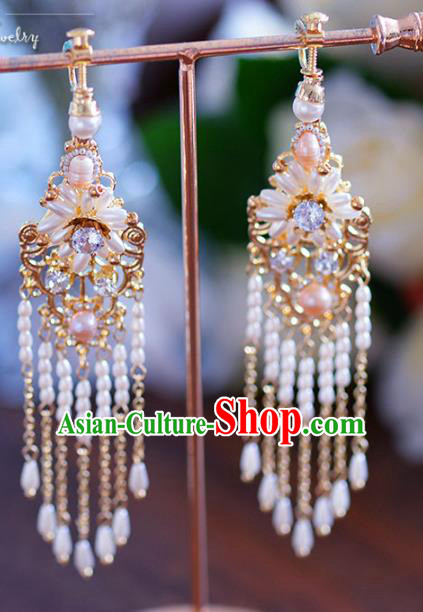 Top Grade Handmade Jewelry Accessories Ancient Pearls Tassel Earrings for Women