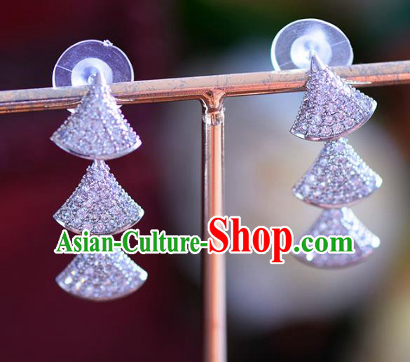 Chinese Handmade Jewelry Accessories Ancient Hanfu Zircon Earrings for Women