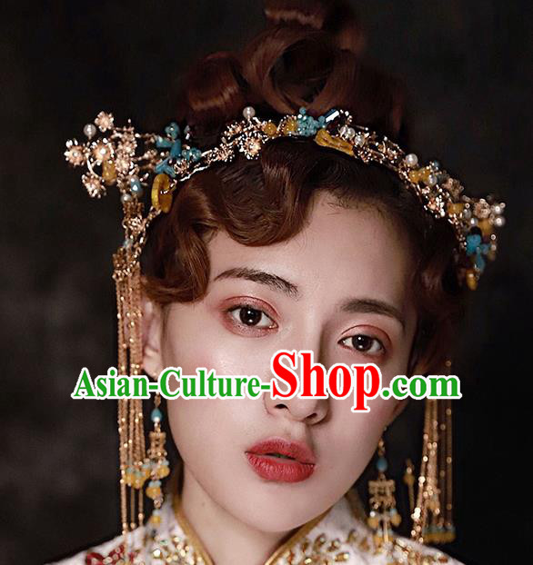 Chinese Ancient Handmade Hair Accessories Traditional Xiuhe Suit Phoenix Coronet Hairpins for Women