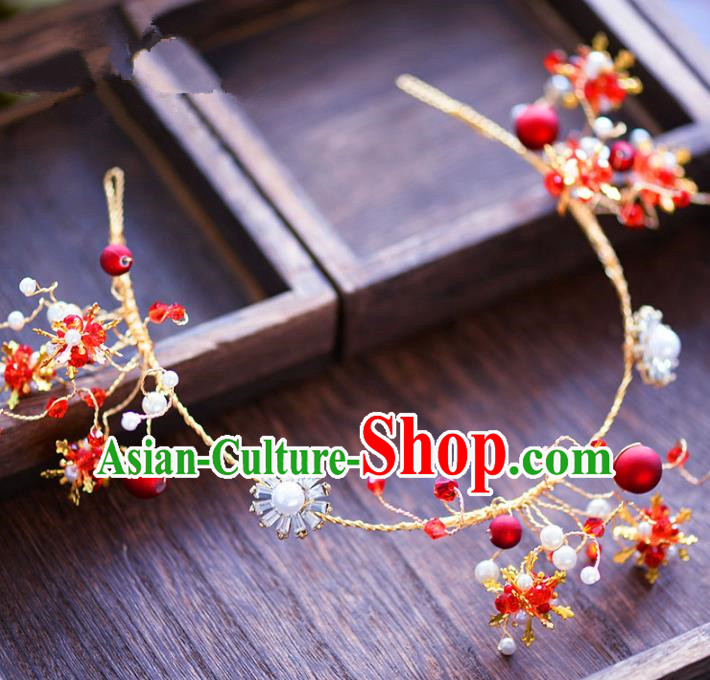 Top Grade Handmade Hair Accessories Bride Golden Hair Clasp Headwear for Women