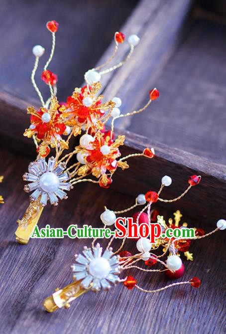 Top Grade Handmade Hair Accessories Bride Red Hair Claws Headwear for Women