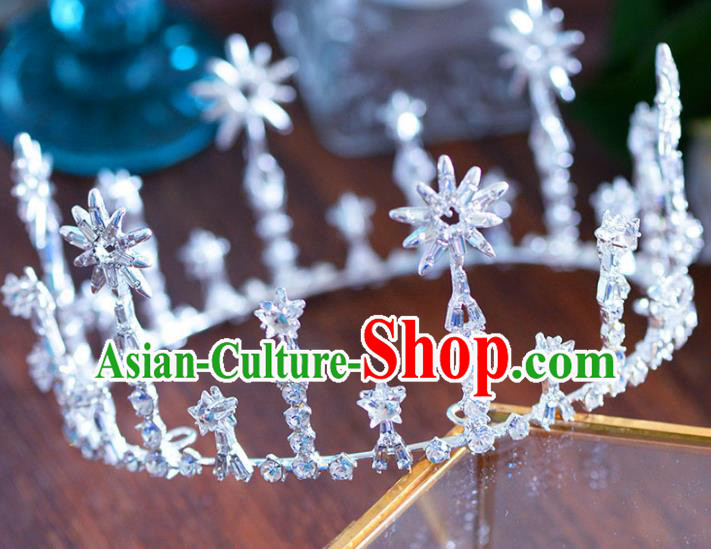 Handmade Baroque Hair Jewelry Accessories Crystal Round Royal Crown Princess Imperial Crown for Women