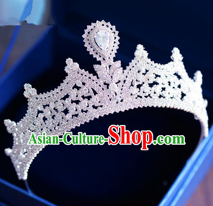 Handmade Baroque Hair Jewelry Accessories Zircon Royal Crown Princess Imperial Crown for Women