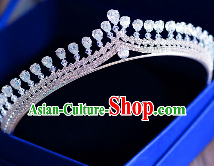 Top Grade Handmade Baroque Zircon Royal Crown Bride Zircon Hair Imperial Crown for Women