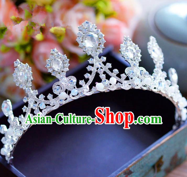 Top Grade Handmade Baroque Princess Crystal Royal Crown Bride Zircon Hair Imperial Crown for Women