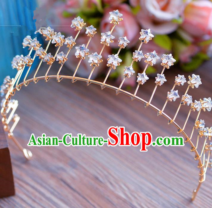 Top Grade Handmade Baroque Princess Crystal Stars Royal Crown Hair Imperial Crown for Women