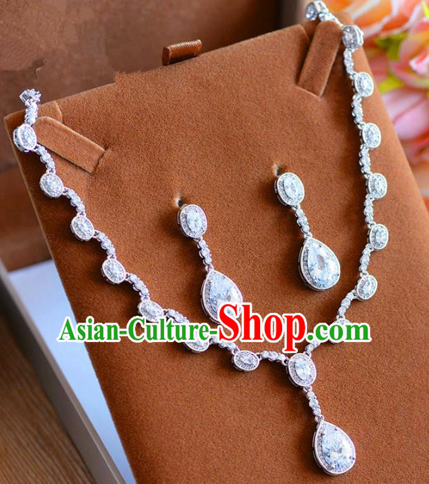 Top Grade Handmade Wedding Jewelry Accessories Zircon Necklace and Earrings for Women