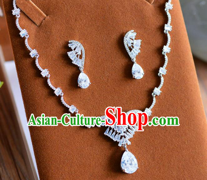 Top Grade Handmade Wedding Jewelry Accessories Zircon Necklace and Earrings for Women