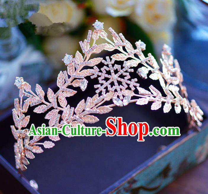 Baroque Style Hair Jewelry Accessories Bride Crystal Leaf Royal Crown Princess Imperial Crown for Women