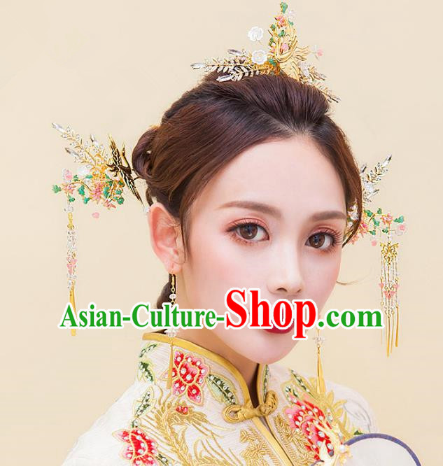 Chinese Ancient Handmade Palace Phoenix Coronet Hair Accessories Traditional Hairpins for Women