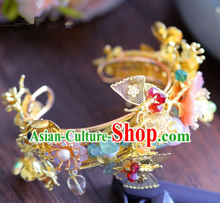 Top Grade Handmade Jewelry Accessories Chinese Ancient Bride Butterfly Bracelet Hanfu Bangle for Women