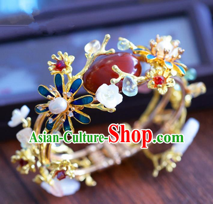 Top Grade Handmade Jewelry Accessories Chinese Ancient Bride Cloisonne Bracelet Hanfu Bangle for Women