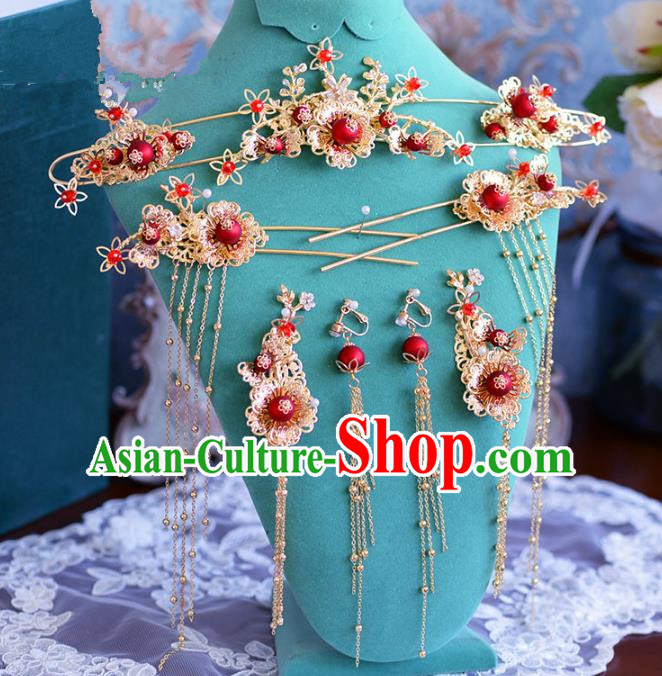 Chinese Ancient Handmade Palace Hair Clips Tassel Step Shake Hair Accessories Traditional Hairpins for Women