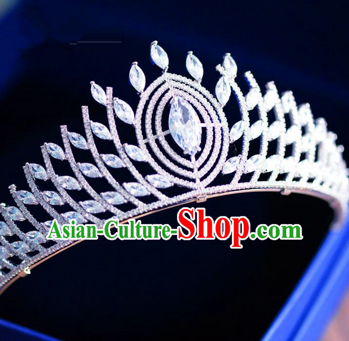 Top Grade Handmade Baroque Hair Accessories Bride Luxurious Zircon Royal Crown Headwear for Women