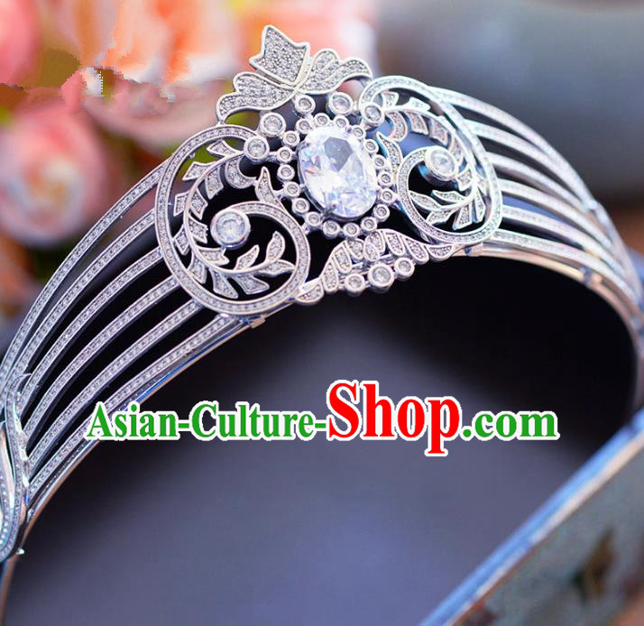 Top Grade Handmade Baroque Hair Accessories Princess Zircon Royal Crown Headwear for Women