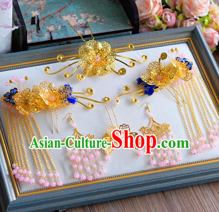 Ancient Chinese Handmade Traditional Hair Accessories Hair Clips Xiuhe Suit Hairpins for Women