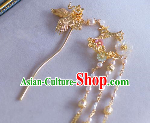 Ancient Chinese Handmade Hair Accessories Xiuhe Suit Hair Clip Golden Phoenix Hairpins for Women