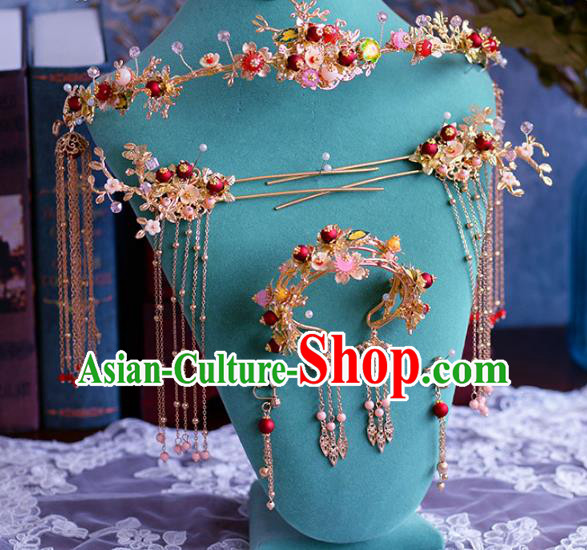 Ancient Chinese Handmade Hair Accessories Xiuhe Suit Hairpins Hair Clasp Complete Set for Women