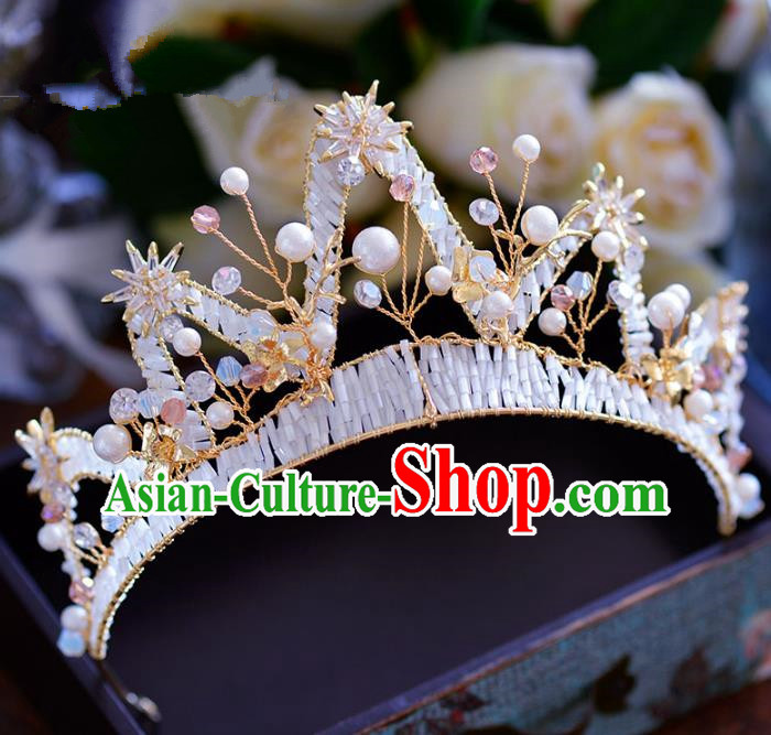 Top Grade Handmade Hair Accessories Baroque Princess Beads Royal Crown Headwear for Women