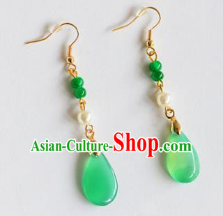 Top Grade Chinese Handmade Wedding Jade Earrings Accessories Bride Eardrop for Women