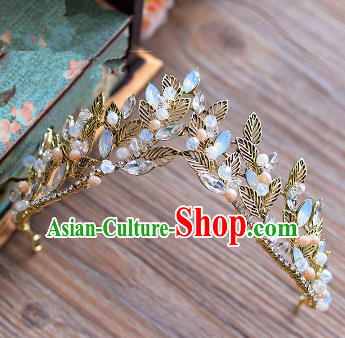 Top Grade Handmade Hair Accessories Baroque Opal Royal Crown Headwear for Women