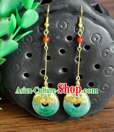 Top Grade Chinese Handmade Wedding Accessories Hanfu Jadeite Earrings for Women
