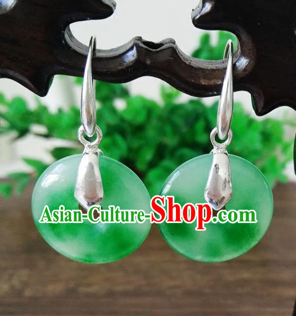 Top Grade Chinese Handmade Wedding Accessories Jade Eardrop Hanfu Golden Earrings for Women