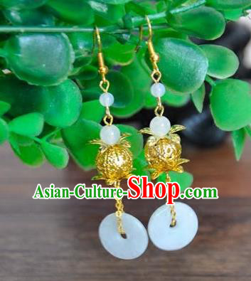 Top Grade Chinese Handmade Accessories Jade Eardrop Wedding Hanfu Palace Earrings for Women