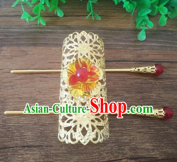 Handmade China Ancient Nobility Childe Hair Accessories Swordsman Golden Hairdo Crown for Men