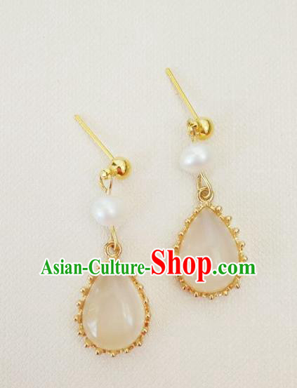 Top Grade Chinese Handmade Accessories Hanfu Eardrop Jade Earrings for Women