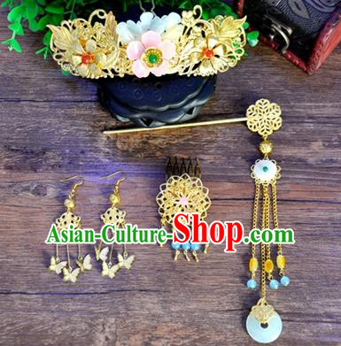 Ancient Chinese Handmade Hair Accessories Classical Hairpins and Earrings Complete Set for Women