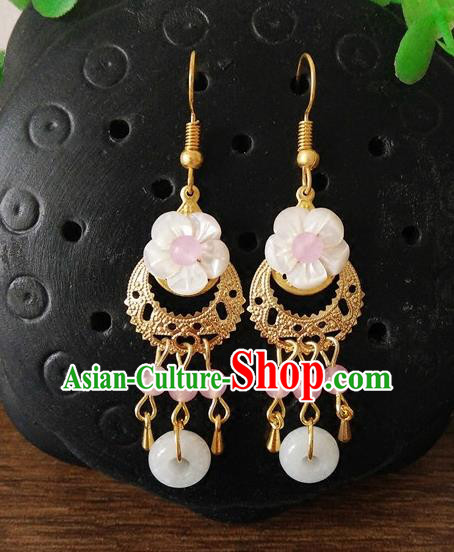 Top Grade Chinese Handmade Accessories Hanfu Eardrop Shell Earrings for Women