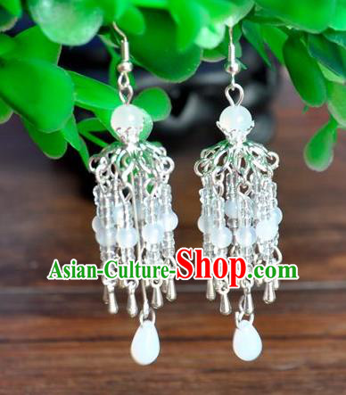 Top Grade Chinese Handmade Accessories Hanfu Eardrop Beads Tassel Earrings for Women